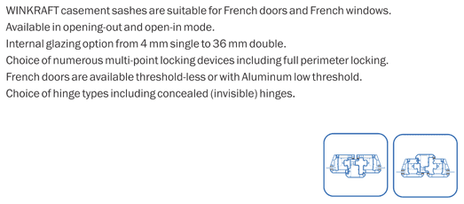 Profile cross-section drawing for Winkraft French Doors
